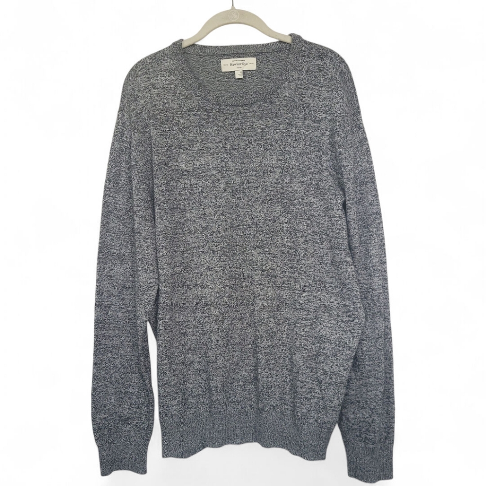 Hawker Rye Men Cotton Cashmere Crewneck Sweater XL Gray Marled Knit Preppy
